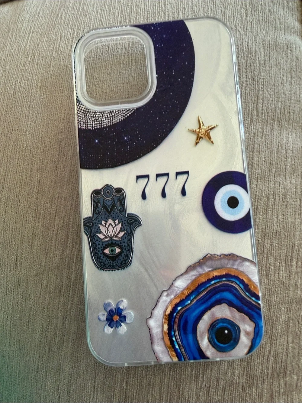 Decorative Blue Evil Eye & 777 Phone Case - Clear Protective Cover